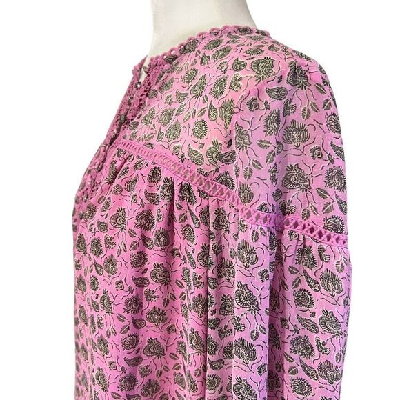 Rebecca Minkoff Paisley XSmall Bell Sleeve Blouse Pink Women’s Floral - Picture 13 of 13